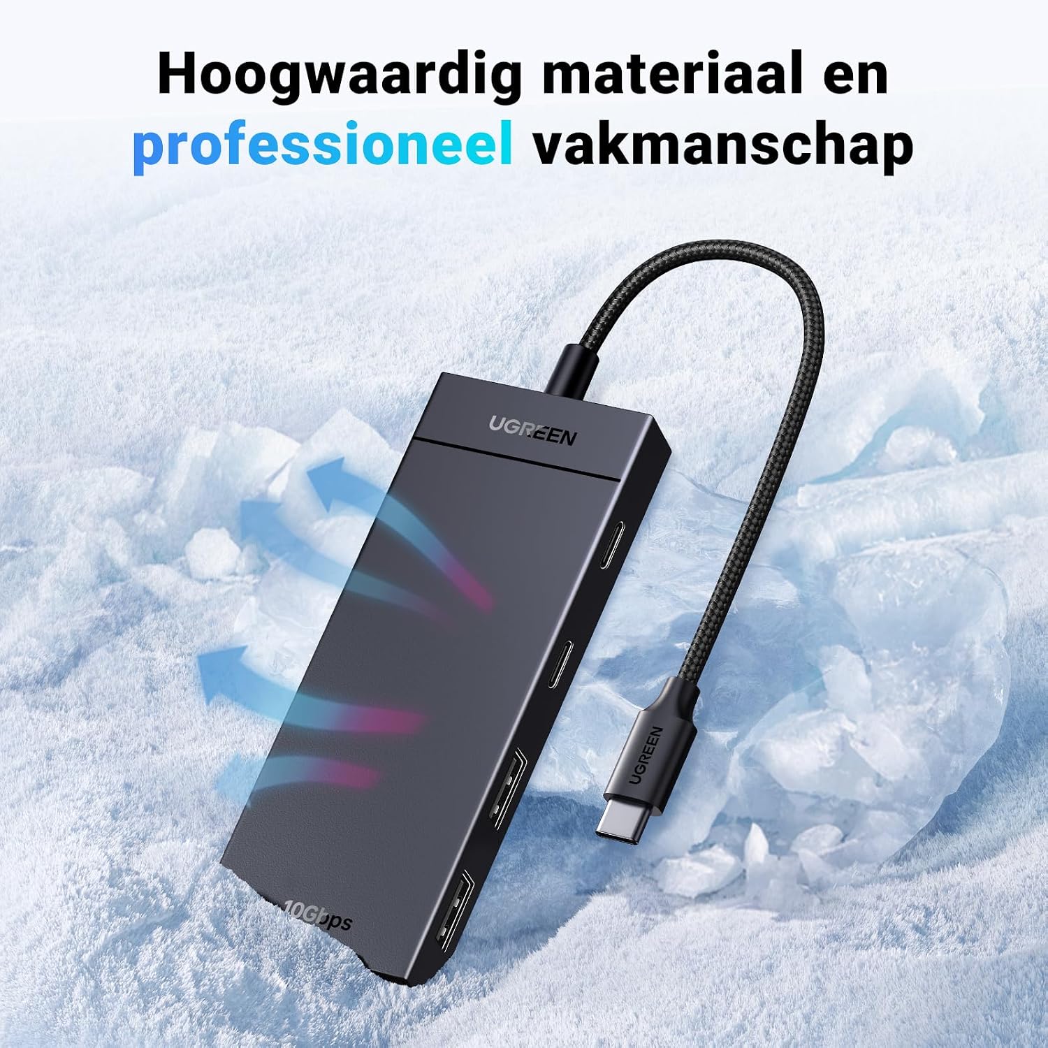 Detalle 2 de UGREEN USB-C-hub 10 Gbps met 2 USB-C- en 2 USB-A-poorten