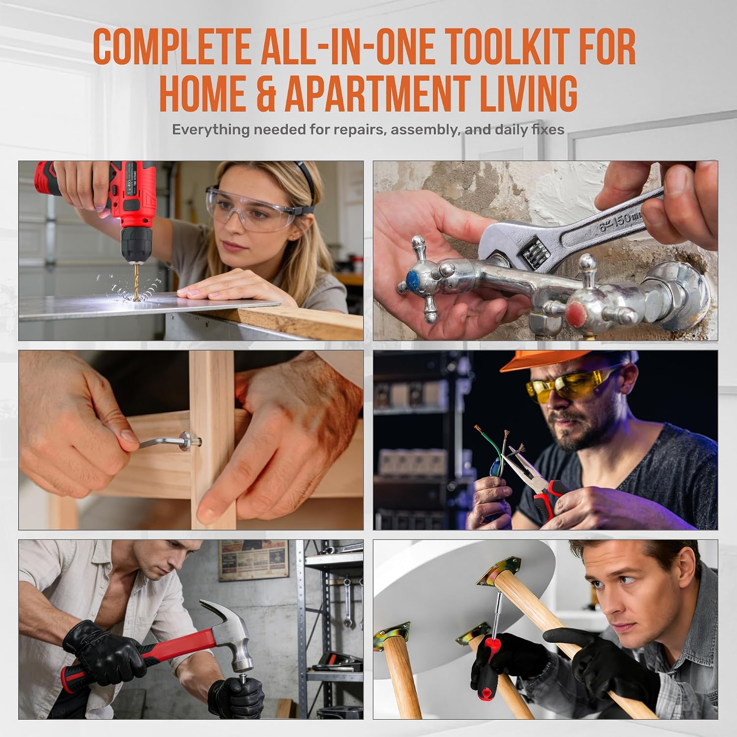 Thumbnail 5 de Hi-Spec DT30558E-DE 8V Cordless Drill and Home Tool Set, USB Rechargeable