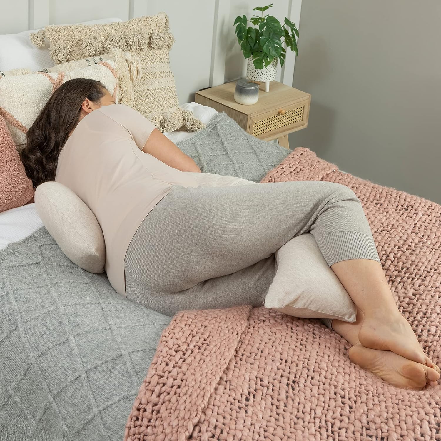 Thumbnail 5 de DreamGenii Pregnancy Support and Feeding Pillow Spare Cover – Beige Marl Cotton Jersey