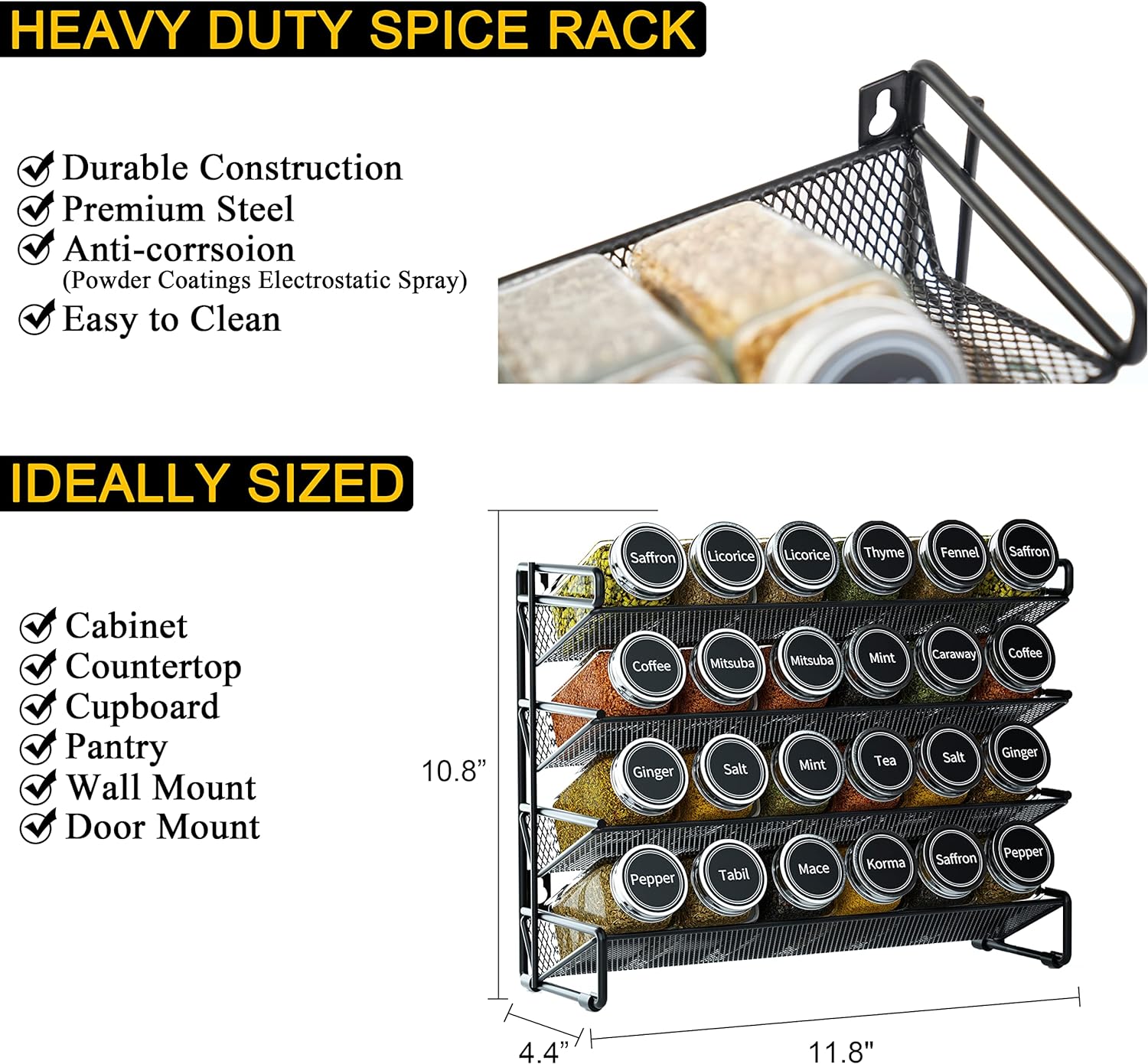 Thumbnail 3 de SpaceAid 4-Tier Spice Rack Organizer with 24 Jars and 386 Labels