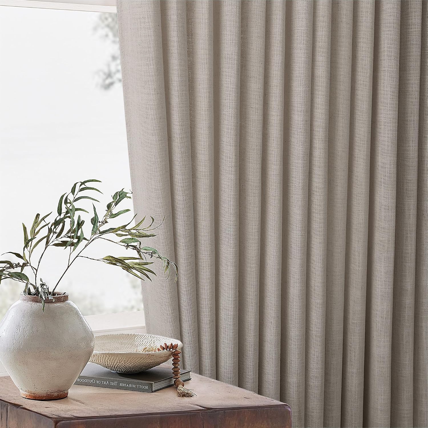 Thumbnail 6 de Birch Taupe Linen Pleated Curtains 96" — 2 Panels 🪟