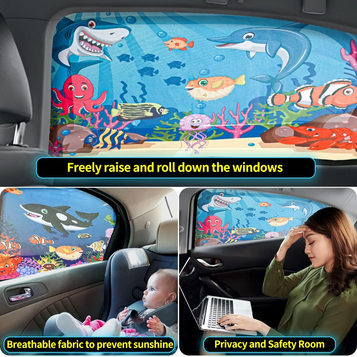 Thumbnail 6 de iZoeL Car Window Shades for Baby & Pets (2pcs) 100 x 80cm UV sun visors