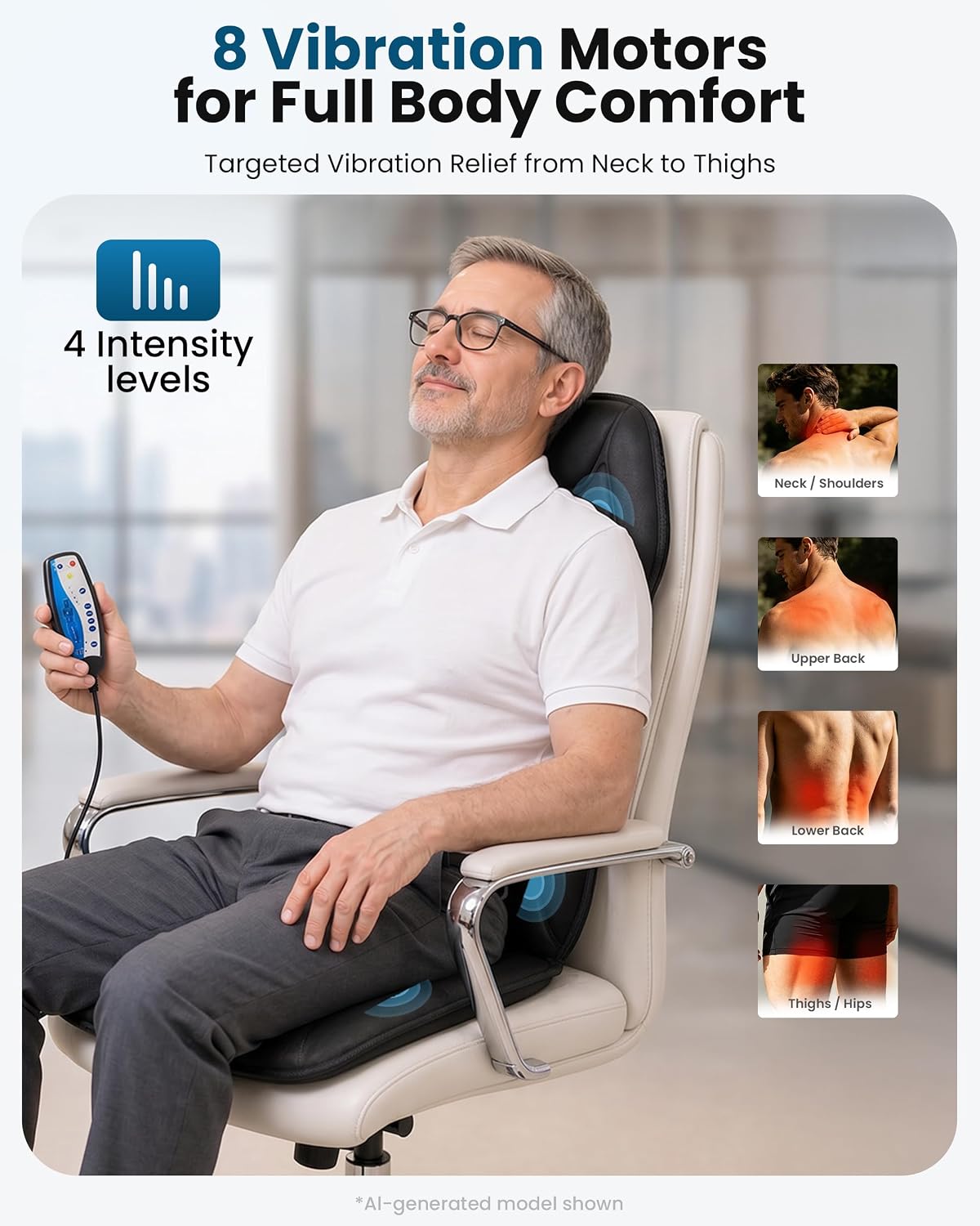 Detalle 2 de COMFIER Massagesitzauflage mit Wärme – entspannende Massage für Rücken, Nacken und mehr