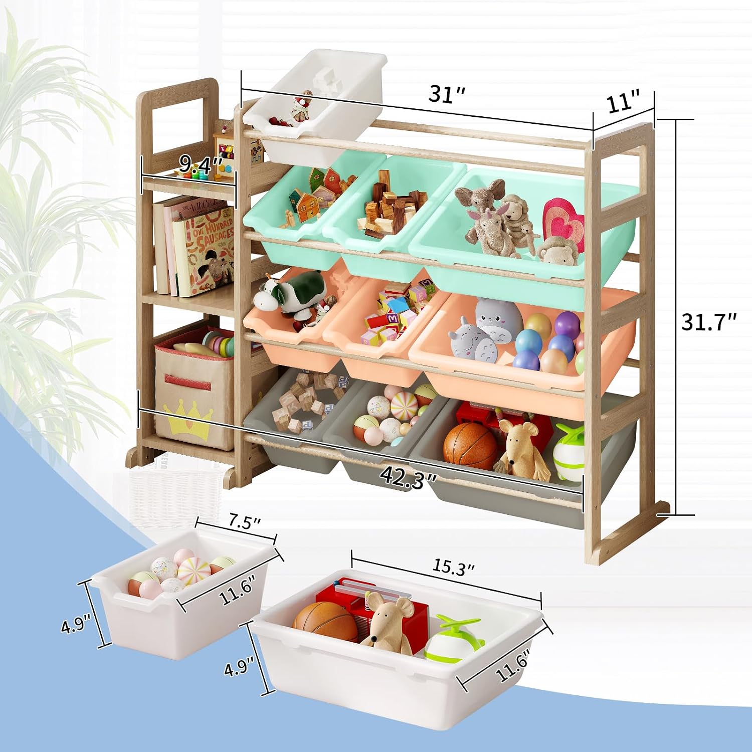Detalle de Toy Storage Organizer with 12 Bins