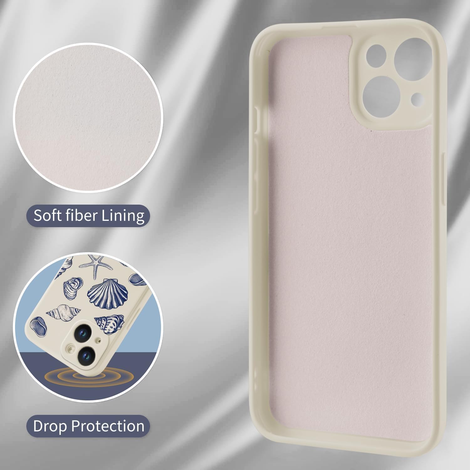 Thumbnail 4 de Wihytec Beach Shells Phone Case for iPhone 15 – Seashells Style with Microfibre Lining