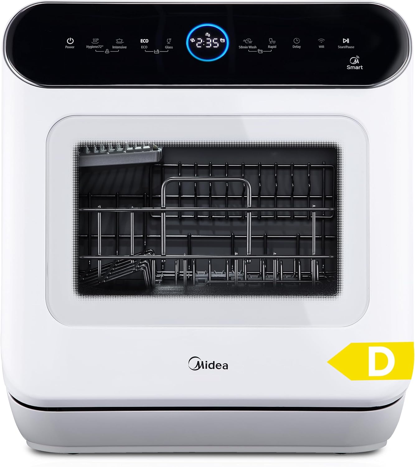 Detalle de Midea Mini Tischgeschirrspüler 3 Maßgedecke mit Wassertank oder Wasseranschluss – kompakt, flexibel, vernetzt