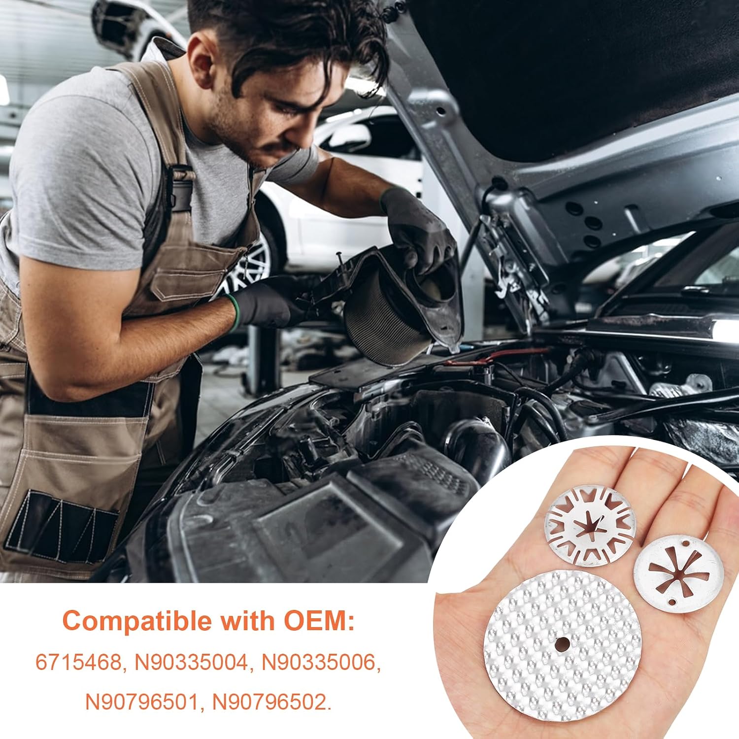 Detalle 2 de 25 Pcs Exhaust Repair Kit HXC 30mm Heat Shield Clips 52 mm Washers – Compatible with VW/Skoda OE 6715468