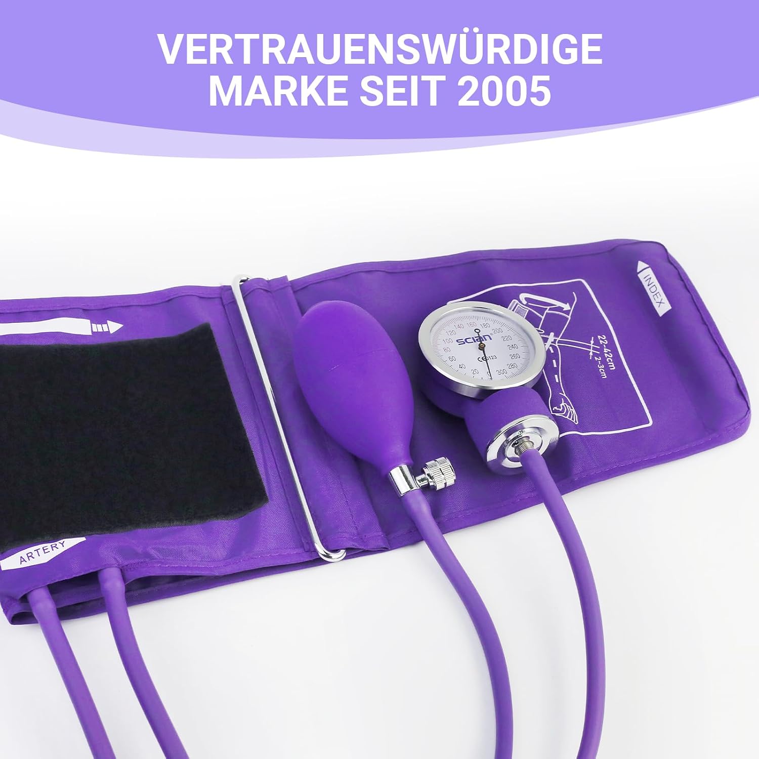 Detalle de SCIAn Blutdruckmessgerät Manuelle mit europäischer Manschette 22–42 cm – D-Ring, Tragetasche, für Krankenpfleger, Ärzte, Senioren