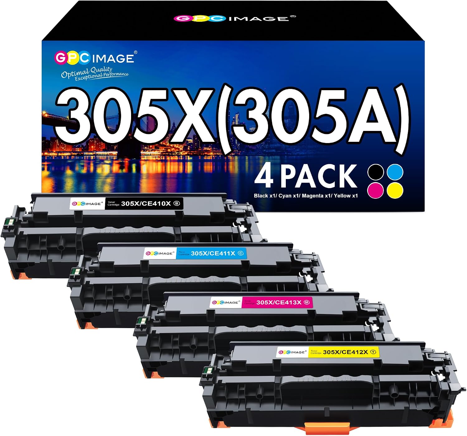 Detalle de GPC Image 305X Remanufactured Toner Cartridge 4-Pack for HP LaserJet Pro