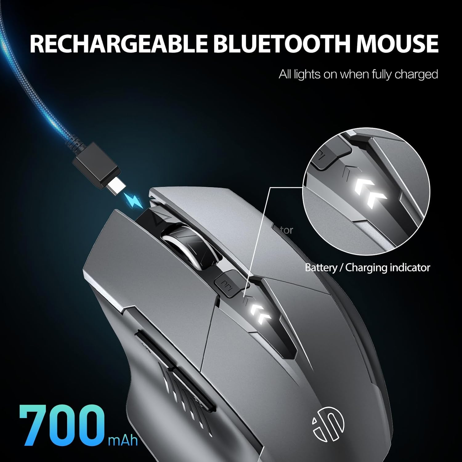 Detalle de INPHIC Bluetooth Mouse 1600 DPI ergonomic wireless mouse