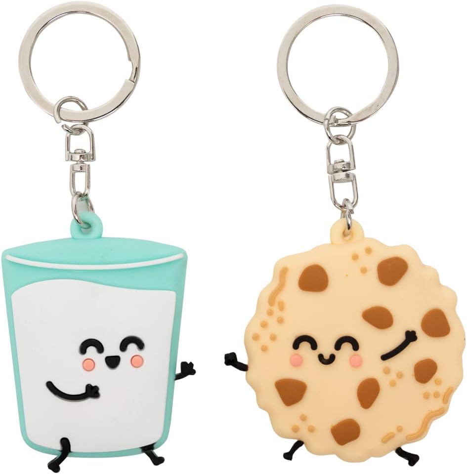 Detalle de Mr. Wonderful – Set di portachiavi in gomma: bicchiere di latte e biscotto (2 pezzi)