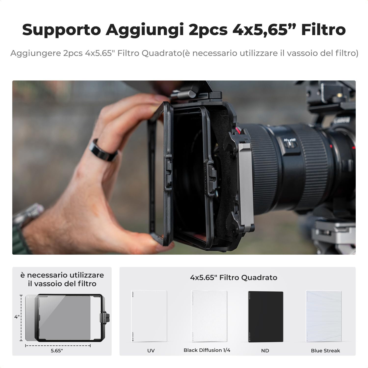 Thumbnail 2 de K&F CONCEPT Matte Box Base in fibra di carbonio con anelli 67/72/77/82/95 mm e attacco 1/4”, 3/8”