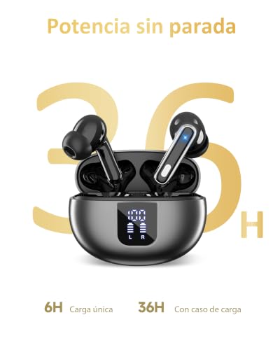 Detalle de EUQQ Auriculares Inalámbricos Bluetooth 6.1 con 6 micrófonos y 36 h de autonomía