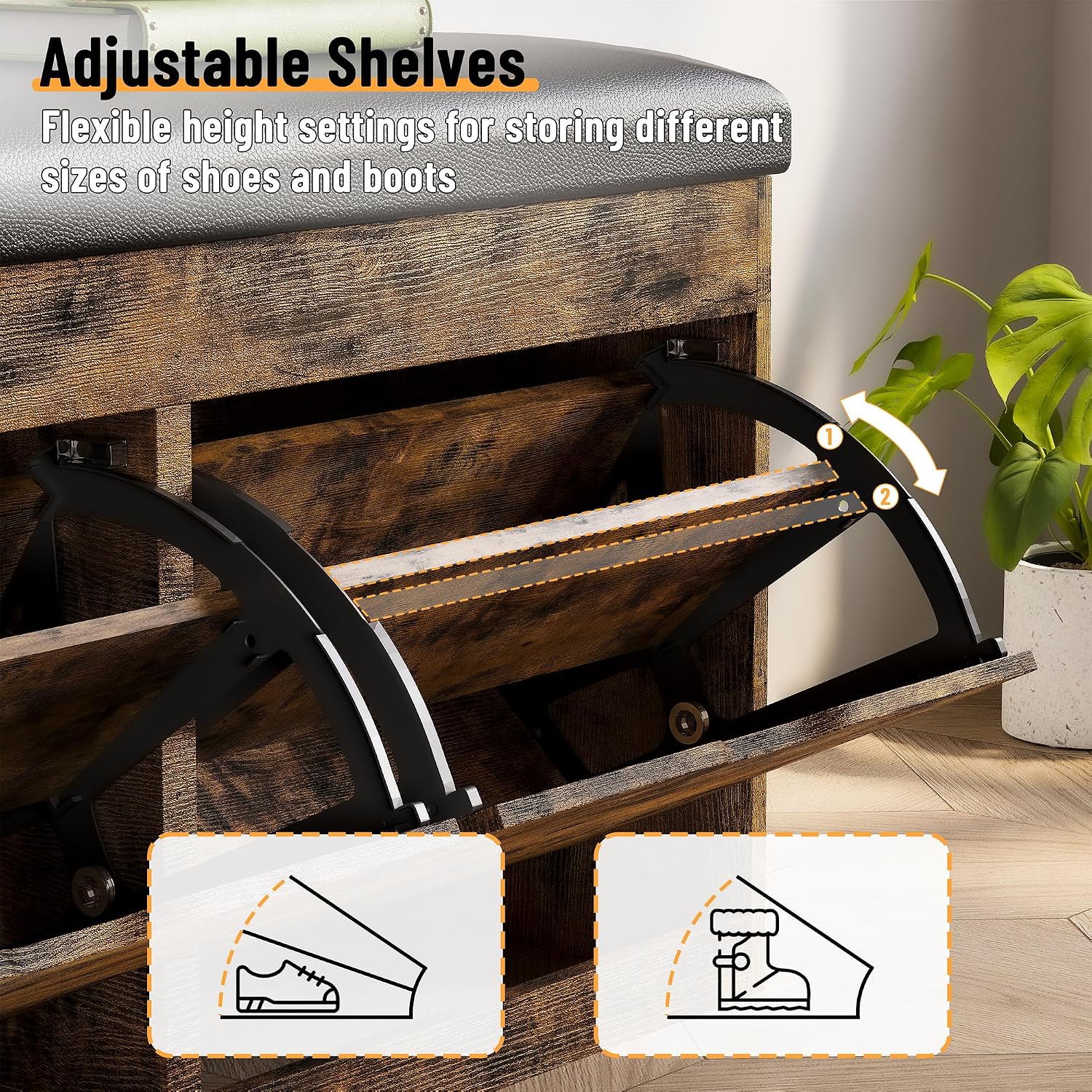 Detalle 1 de Astimey Shoe Storage Bench, 40-Inch