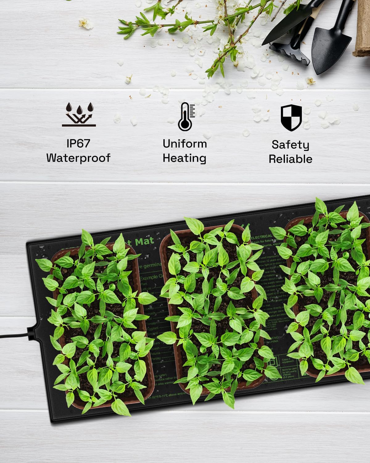 Detalle de Durable Seedling Heat Mat 10"×20" for Seedlings 🌱
