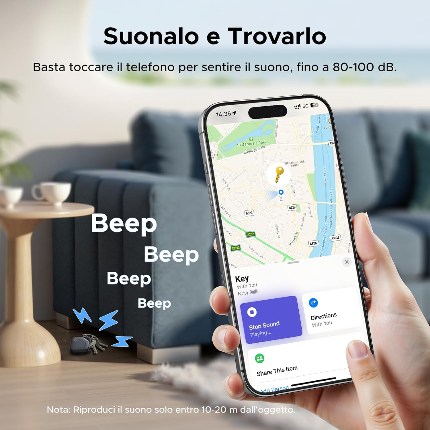 Detalle 2 de UGREEN FineTrack Smart Finder Bluetooth 80 dB
