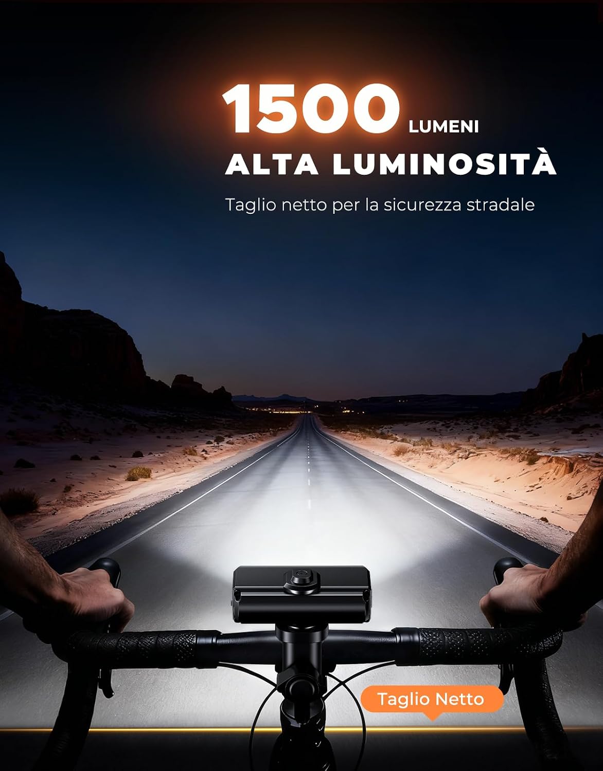Thumbnail 1 de EOIWUY Luci Bicicletta LED: luci anteriori e posteriori USB-C a 1500 lumen, IP65, 4+5 modalità