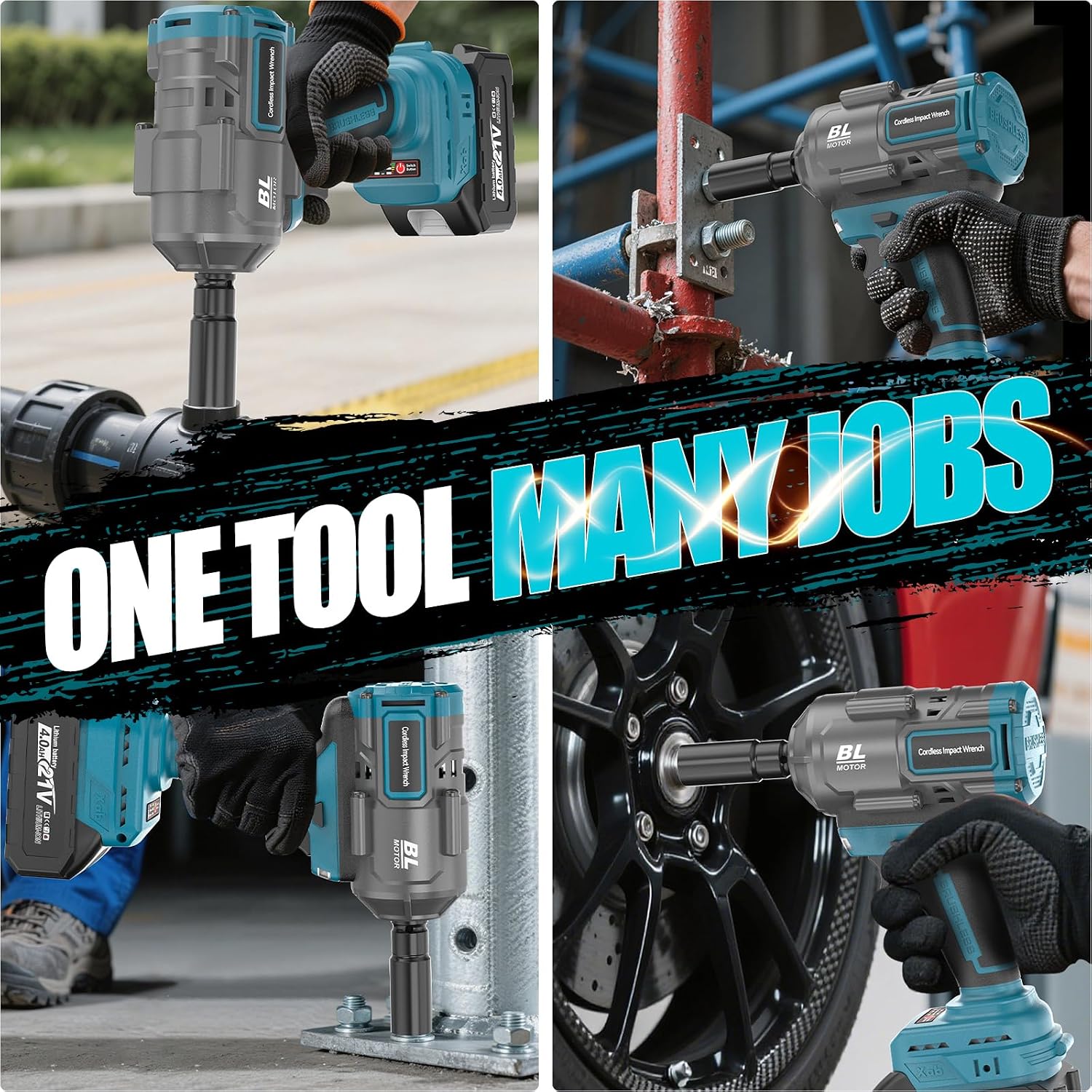 Thumbnail 3 de Blayram 1200 Nm Akku-Schlagschrauber – kompatibel mit Makita 18V, 2x 4,0Ah, 5 Stecknüsse, Koffer