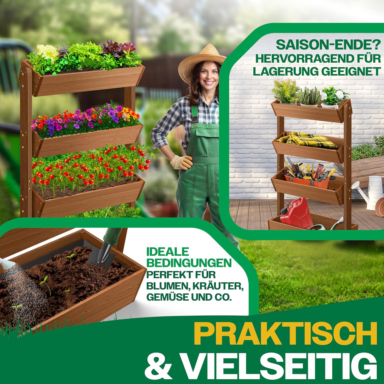 Thumbnail 3 de KESSER Hochbeet 4 Etagen Premium Braun