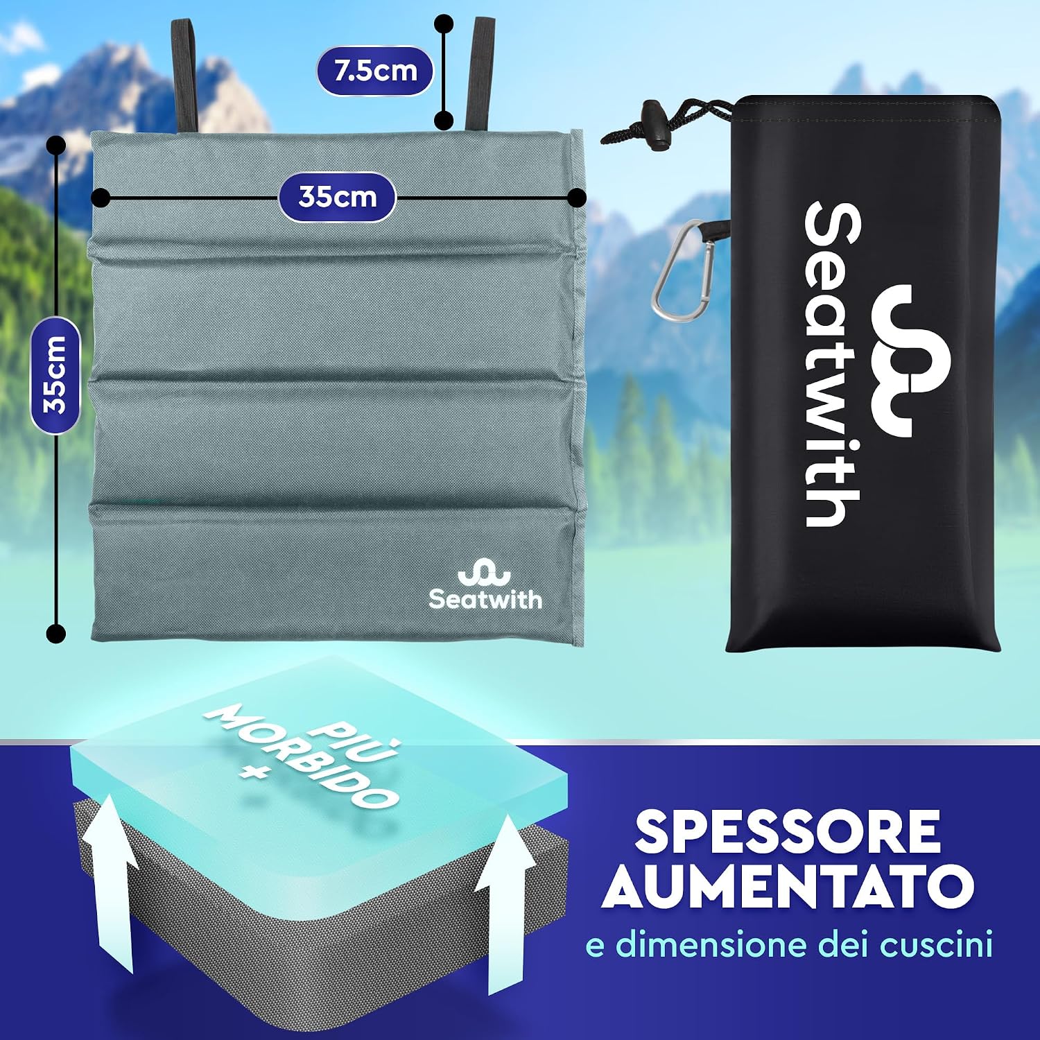 Thumbnail 3 de Seatwith Cuscino da Stadio Pieghevole 35x35 cm: comfort portatile per outdoor