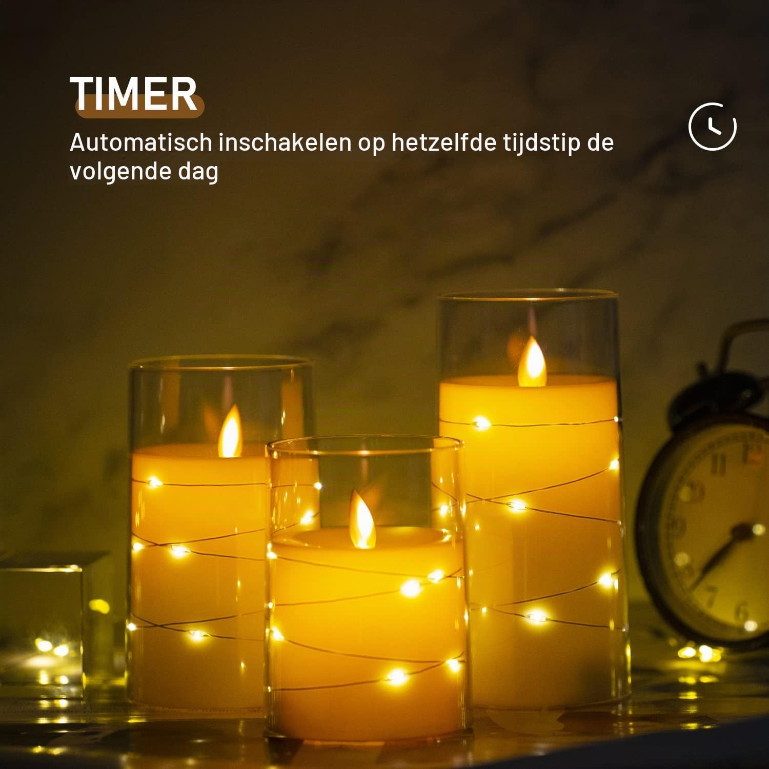 Thumbnail 1 de salipt LED Kaarsen – set van 3 met bewegende vlam, timer en afstandsbediening
