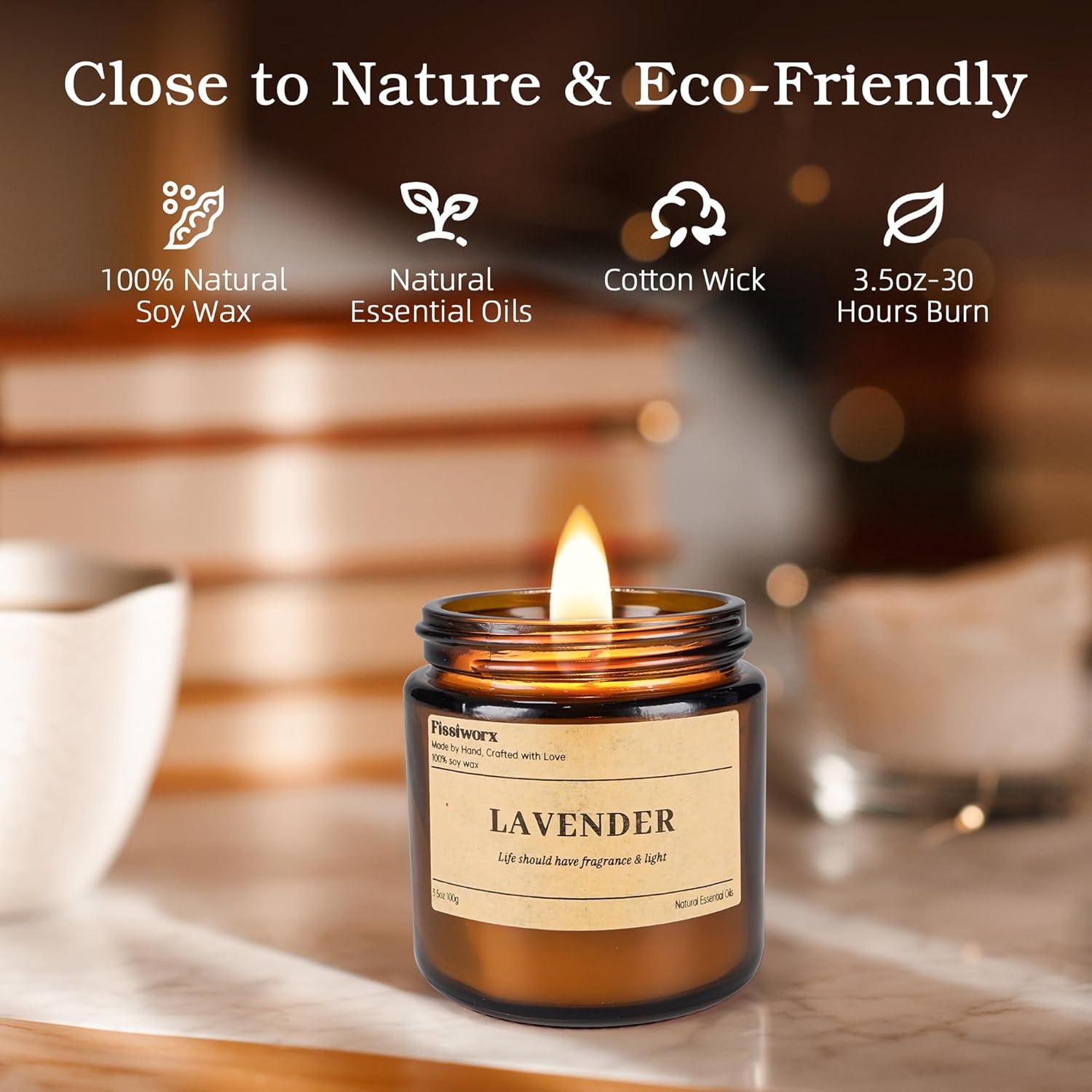 Detalle de 9 Pack Soy Candles for Home: Vanilla, Lavender & Sage (270 Hours)