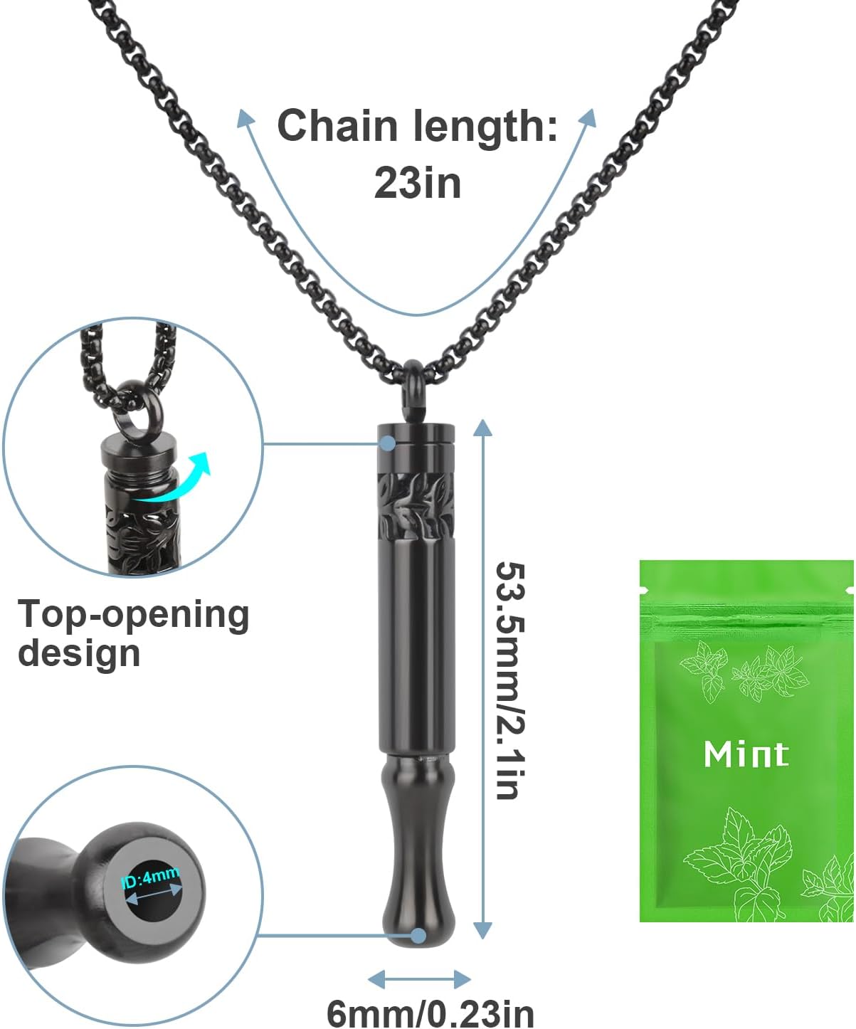 Detalle de KURUI Anxiety Breathing Necklace: Breath Free Necklace with Peppermint Flavoured Filters