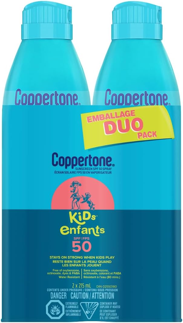 Detalle de Coppertone Kids SPF 50 Sunscreen Spray Duo Pack, Hypoallergenic, 2 x 215 mL