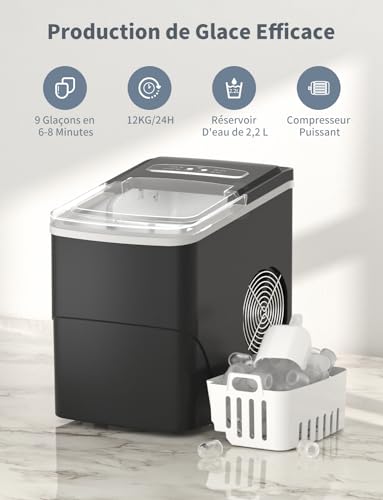 Thumbnail 1 de Machine à Glaçons 12 kg/j — Vpcok Direct, 9 glaçons en 6–8 minutes, compact et automatique