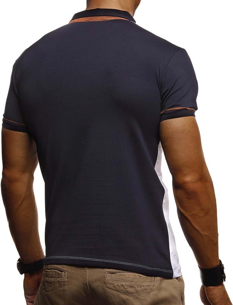 Thumbnail 2 de Leif Nelson LN1420 – T-shirt à col polo ajusté homme en coton noir/blanc