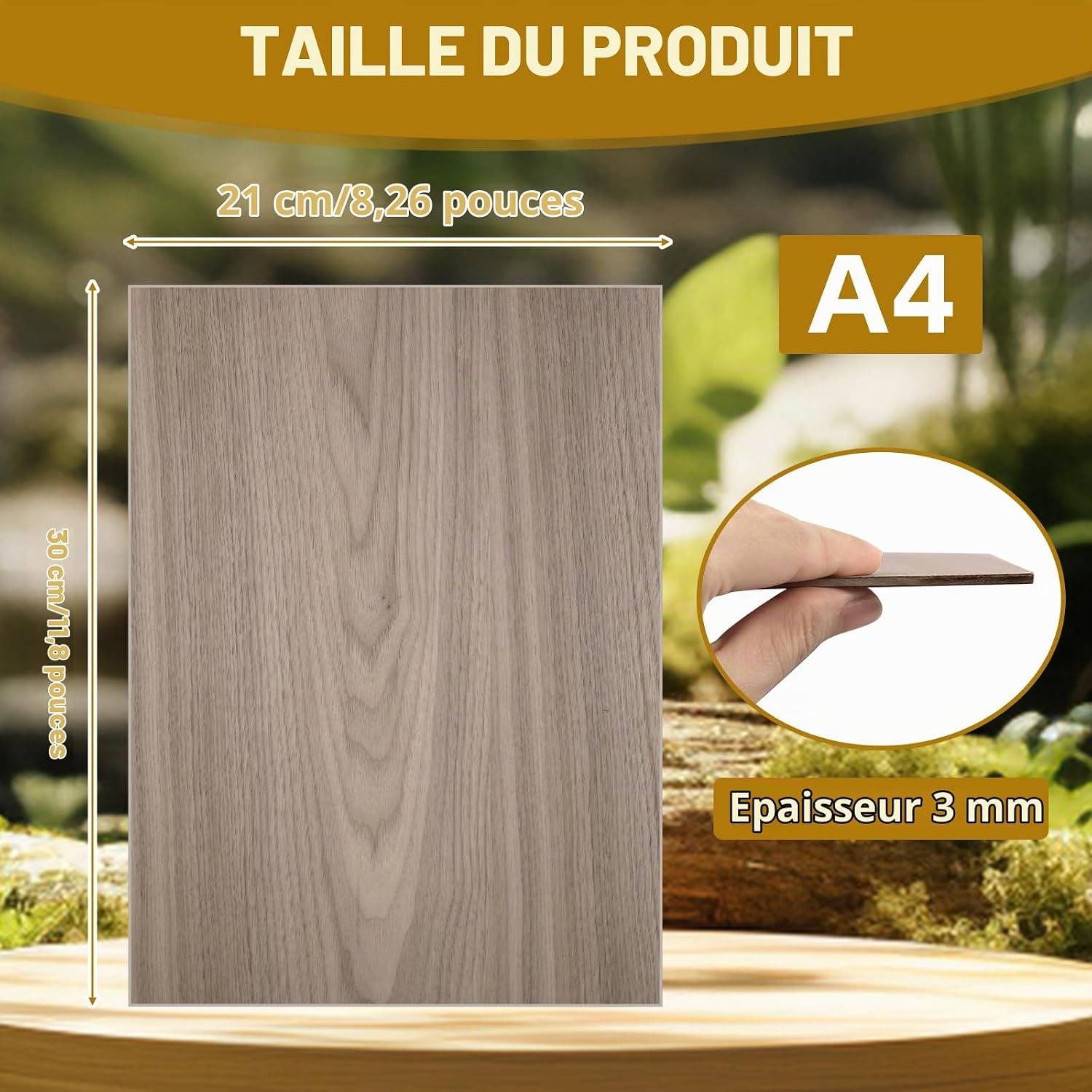 Thumbnail 1 de lompyeu walnootmultiplex, 6 platen van 3 mm voor graveren en modelbouw
