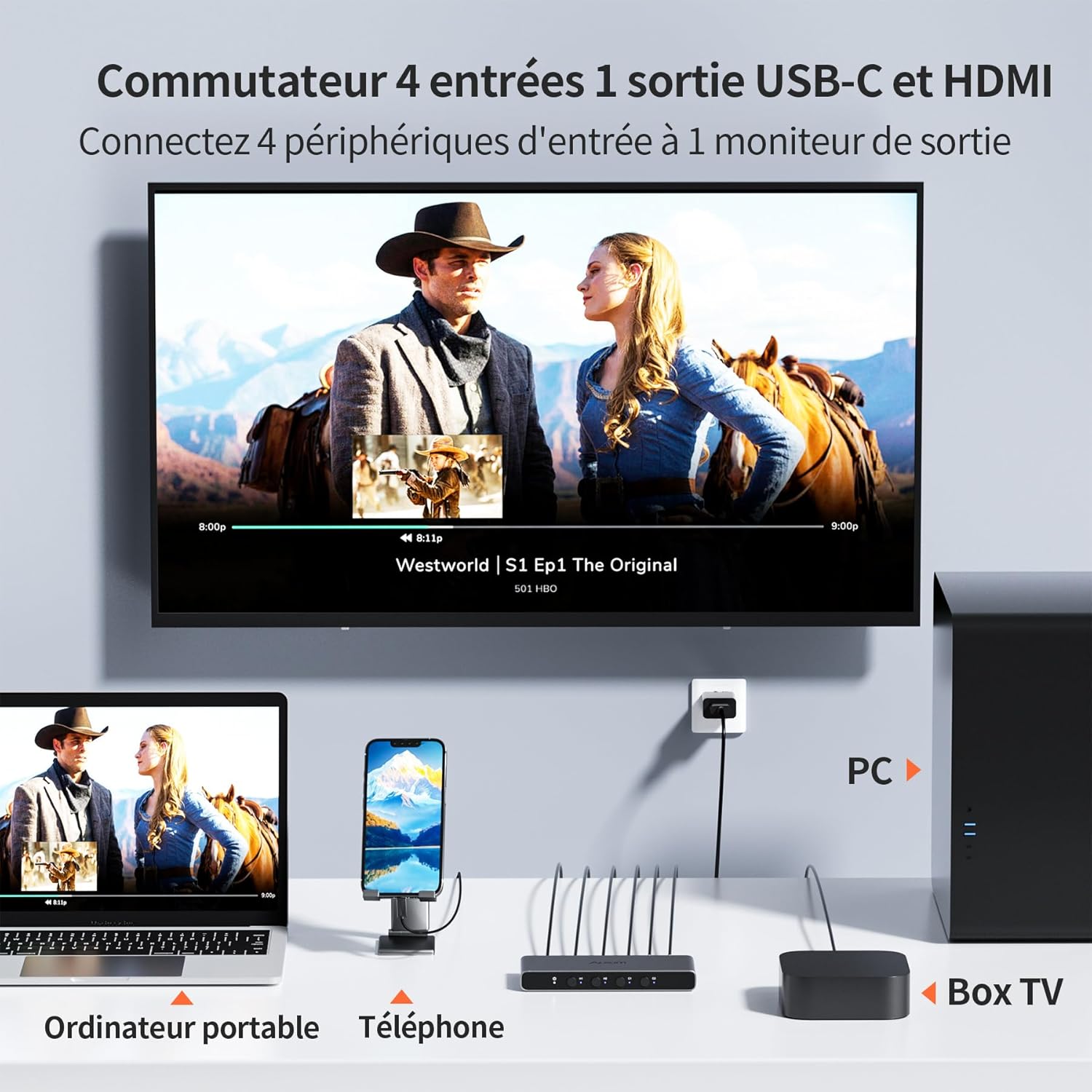 Detalle 2 de Alxum Switch HDMI 4 Entrées 4K@60Hz