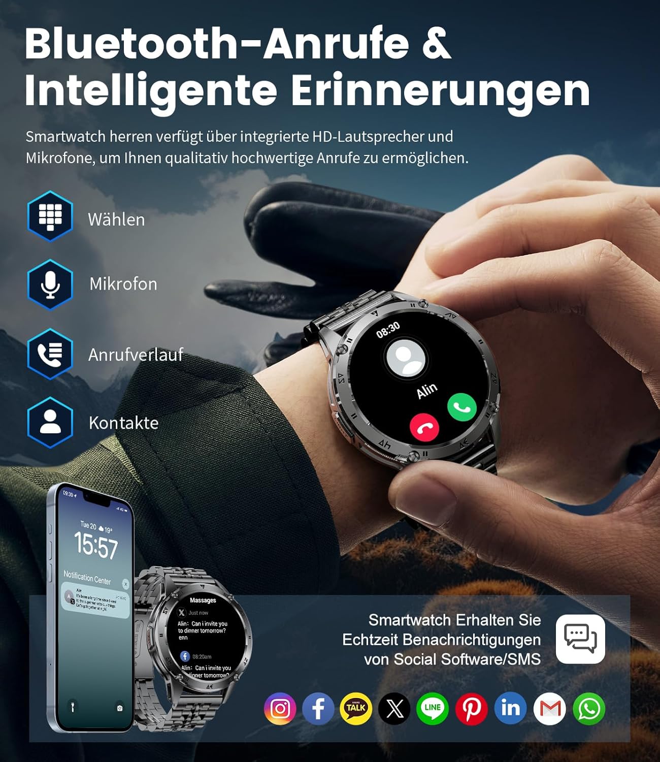 Thumbnail 4 de FITFLEX Smartwatch Uomo Militare: AMOLED 1,43'', IP68 e 120+ modalità sportive