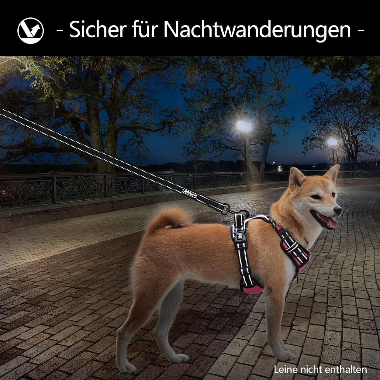 Thumbnail 4 de PoyPet No-Pull Hundegeschirr mit Front-Reflektoren, Griff & Schnappverschluss (rosa, M)