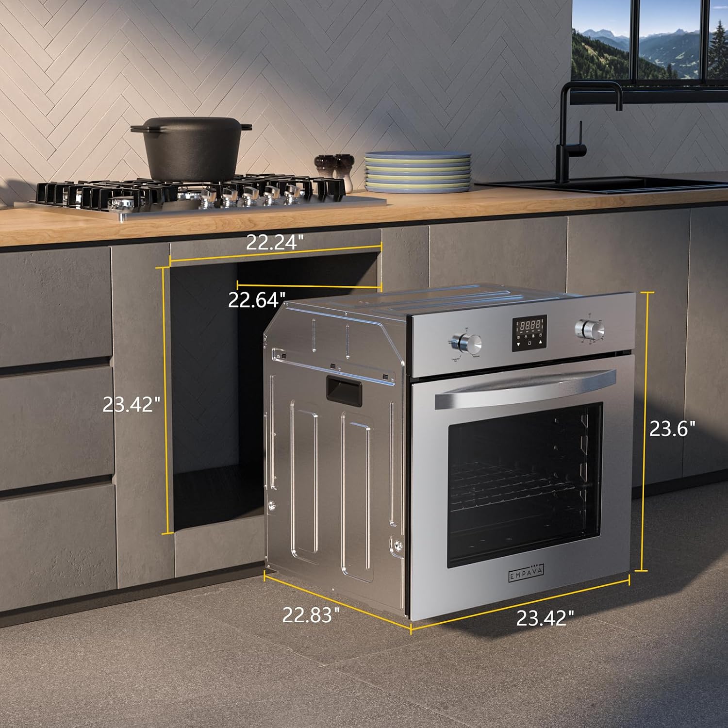 Detalle 2 de Empava EMV-24WO09 24-Inch Natural Gas Wall Oven with Convection and Rotisserie