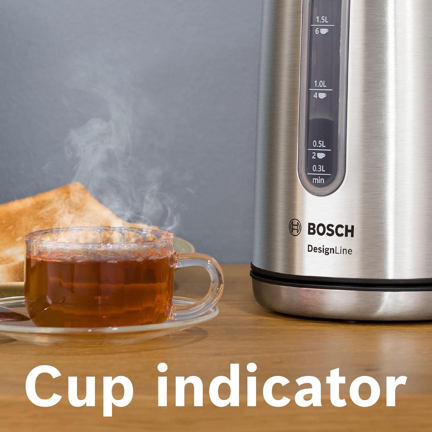 Thumbnail 4 de Bosch DesignLine Plus TWK4P440GB Stainless Steel Cordless Kettle, 1.7 L, 3000 W