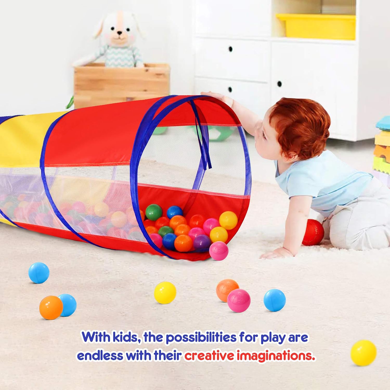 Detalle 2 de Kids Play Tunnel Pop-Up Crawl 1.5m for Toddlers