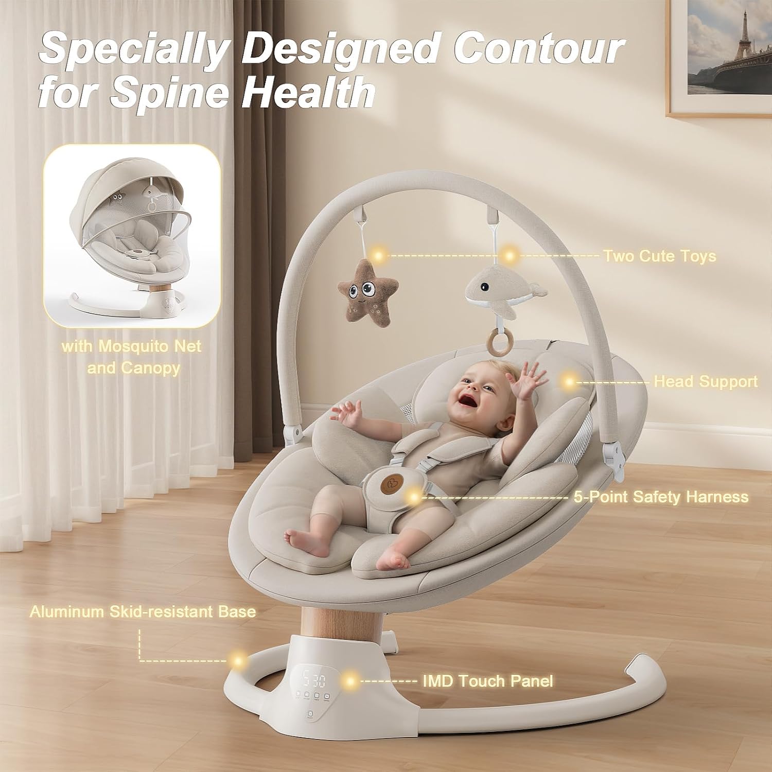 Detalle 2 de FasonBaby Electric Baby Swing, 5 Speeds
