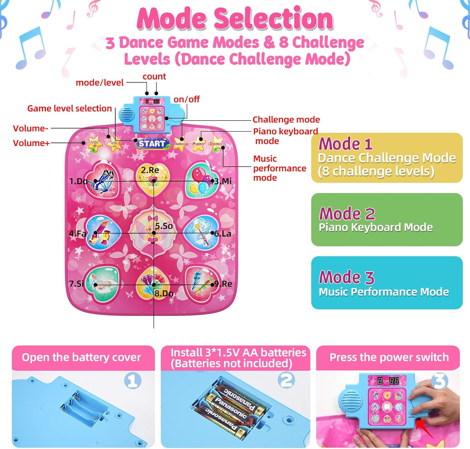 Thumbnail 6 de LZFYMXOK Dance Mat for Kids 3-12 – 9-Button Electronic Dance Pad with 3 Modes and LED Score