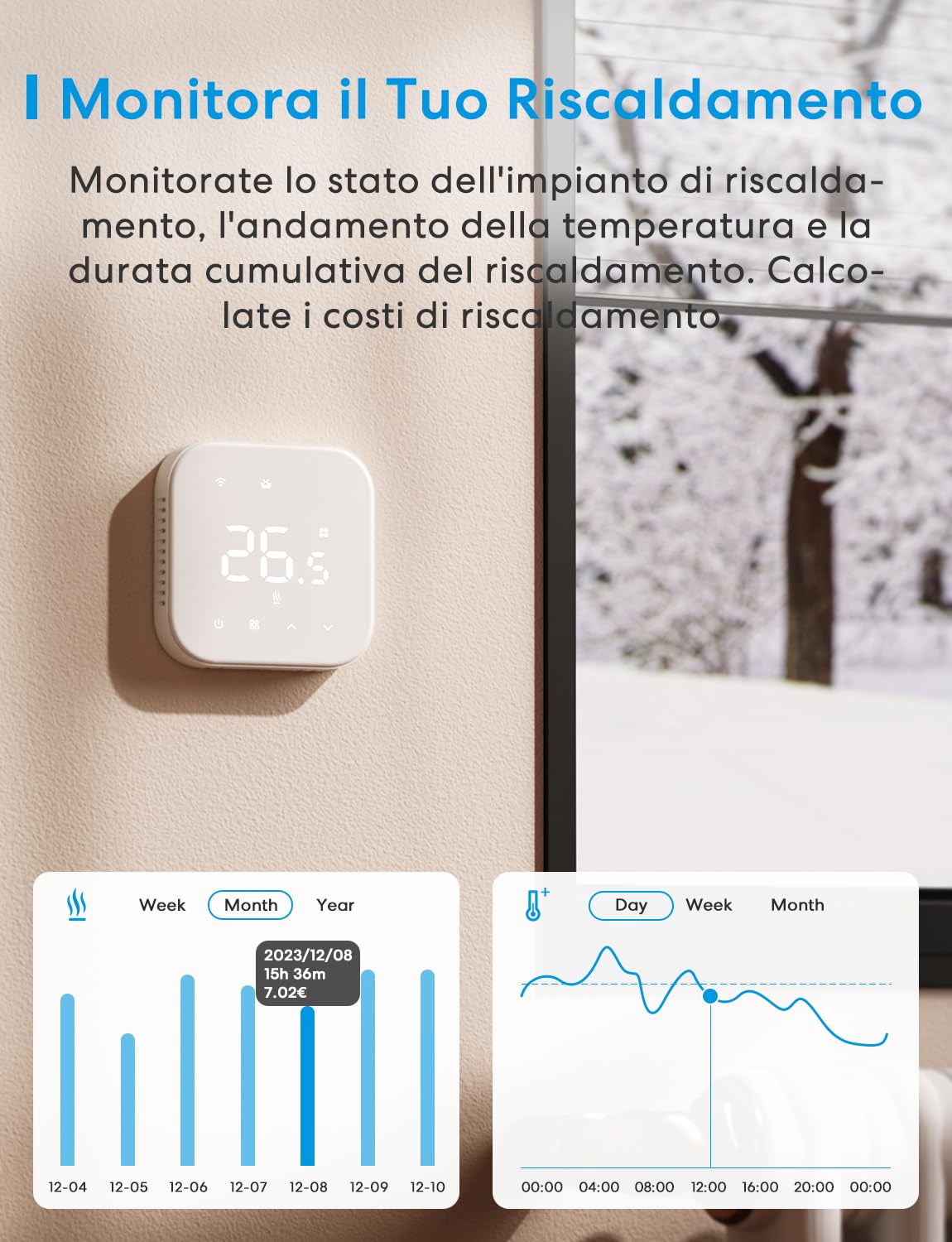 Thumbnail 4 de Meross Termostato WiFi: controllo intelligente per caldaia, termosifoni e riscaldamento a pavimento