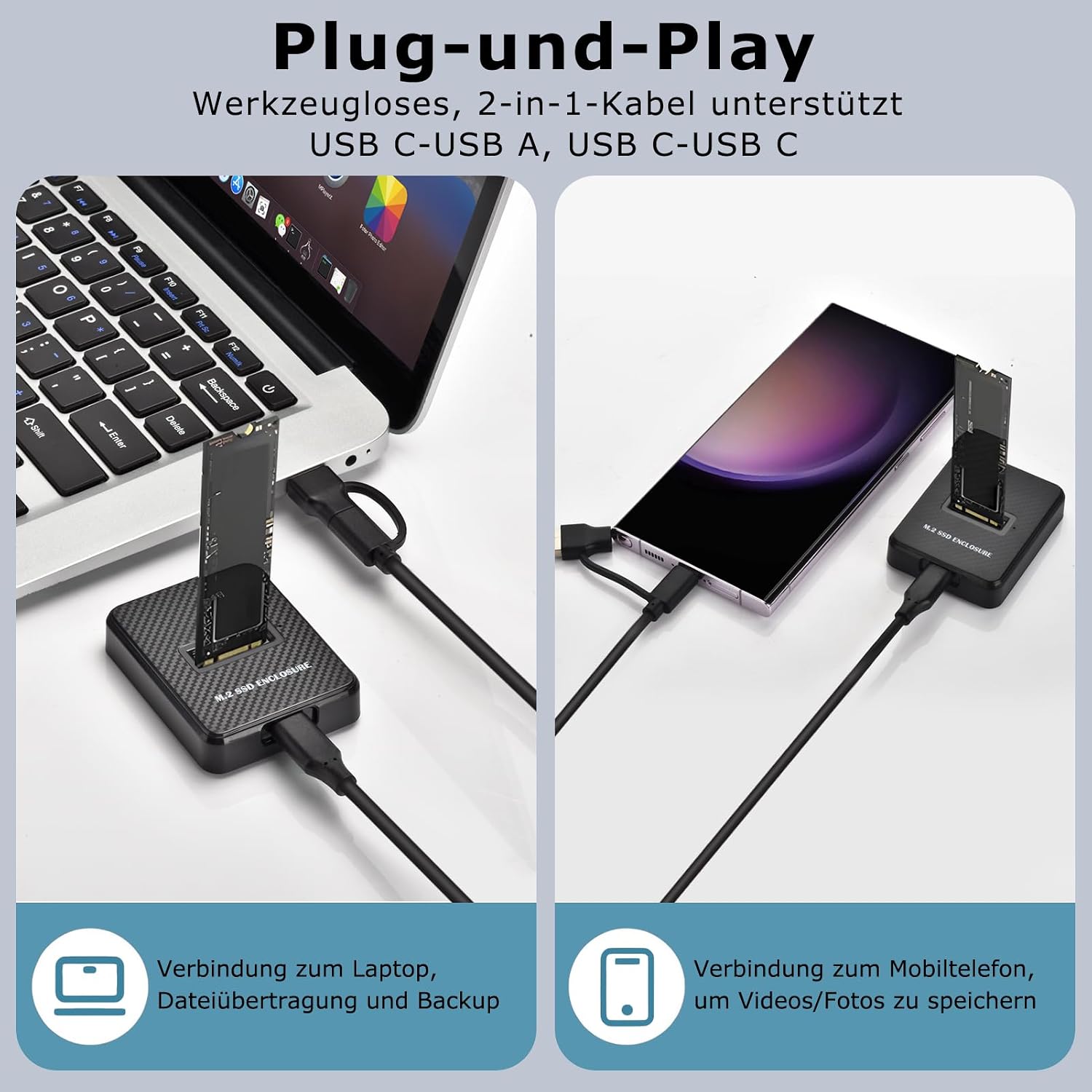 Thumbnail 6 de M.2 NVMe & SATA Festplatten Docking Station – USB 3.1 Gen2 10 Gbit/s für M-Key/B+M Key