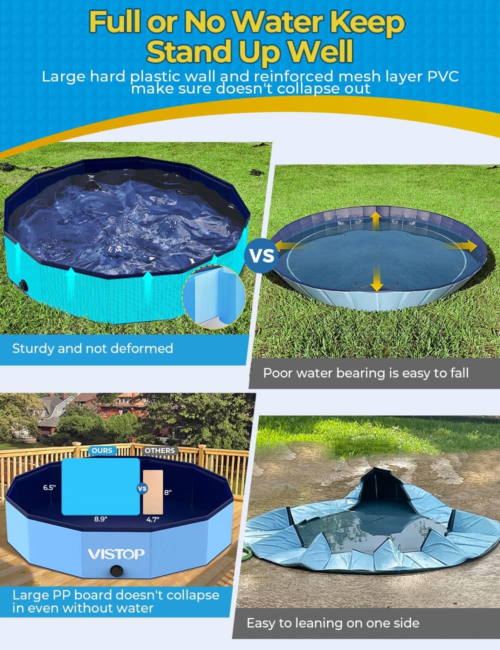 Thumbnail 2 de VISTOP Medium Foldable Dog Pool (37 inch) with Hard Plastic Shell