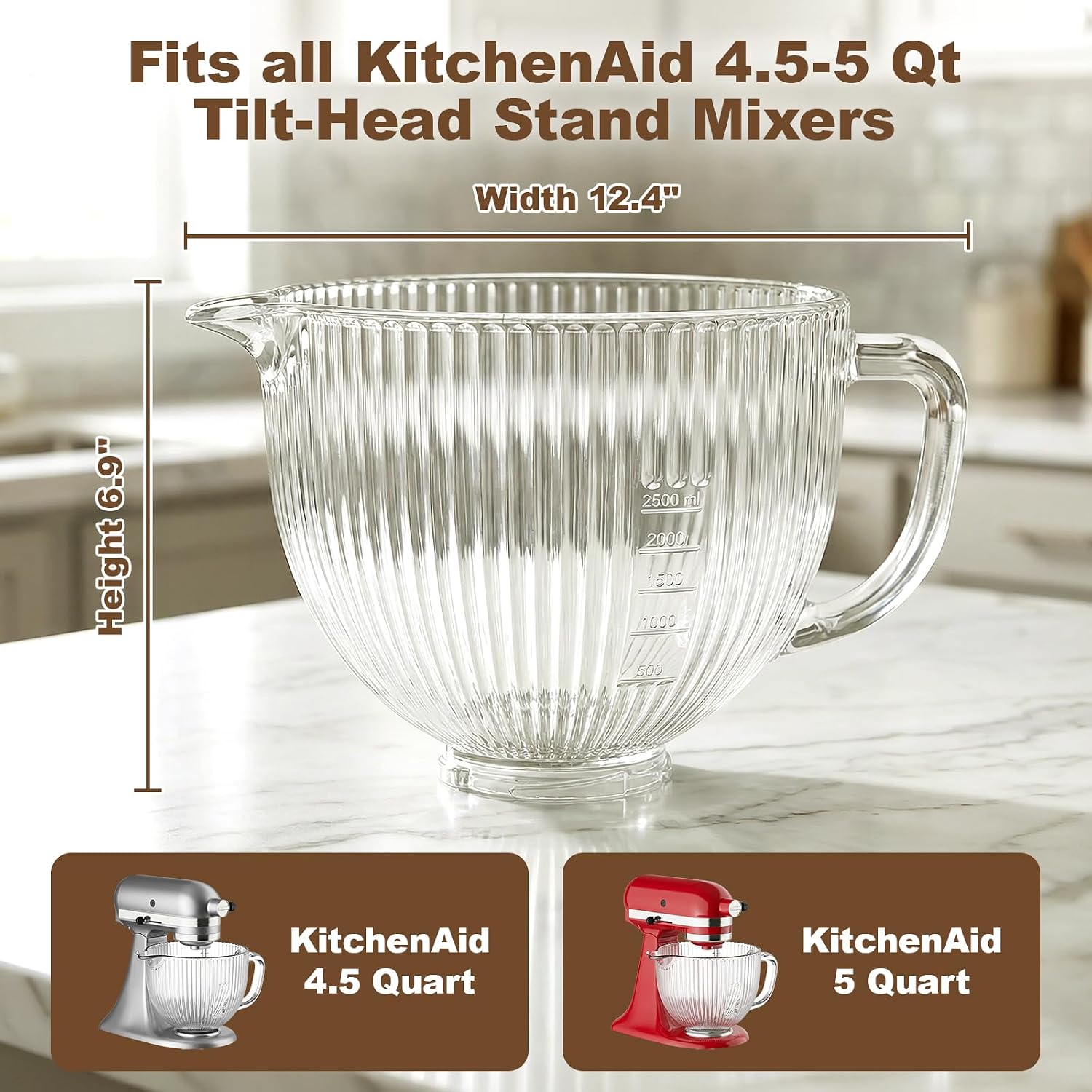 Thumbnail 2 de HOZODO Glass Mixer Bowl, 5-Qt