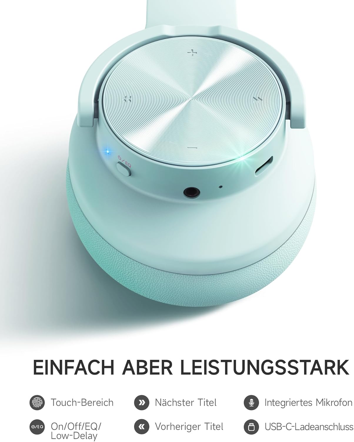 Thumbnail 5 de Picun B8 Bluetooth Over-Ear Kopfhörer (Cyan) – bis zu 120 Std. Spielzeit, niedrige Latenz & 3 EQ-Modi
