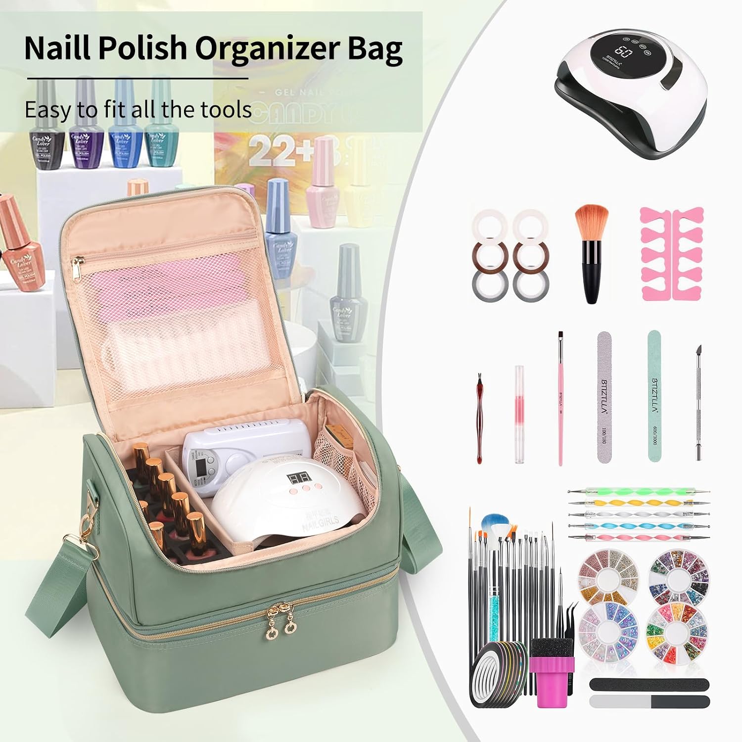 Detalle 2 de Nail Polish Organizer Case for 45 Bottles