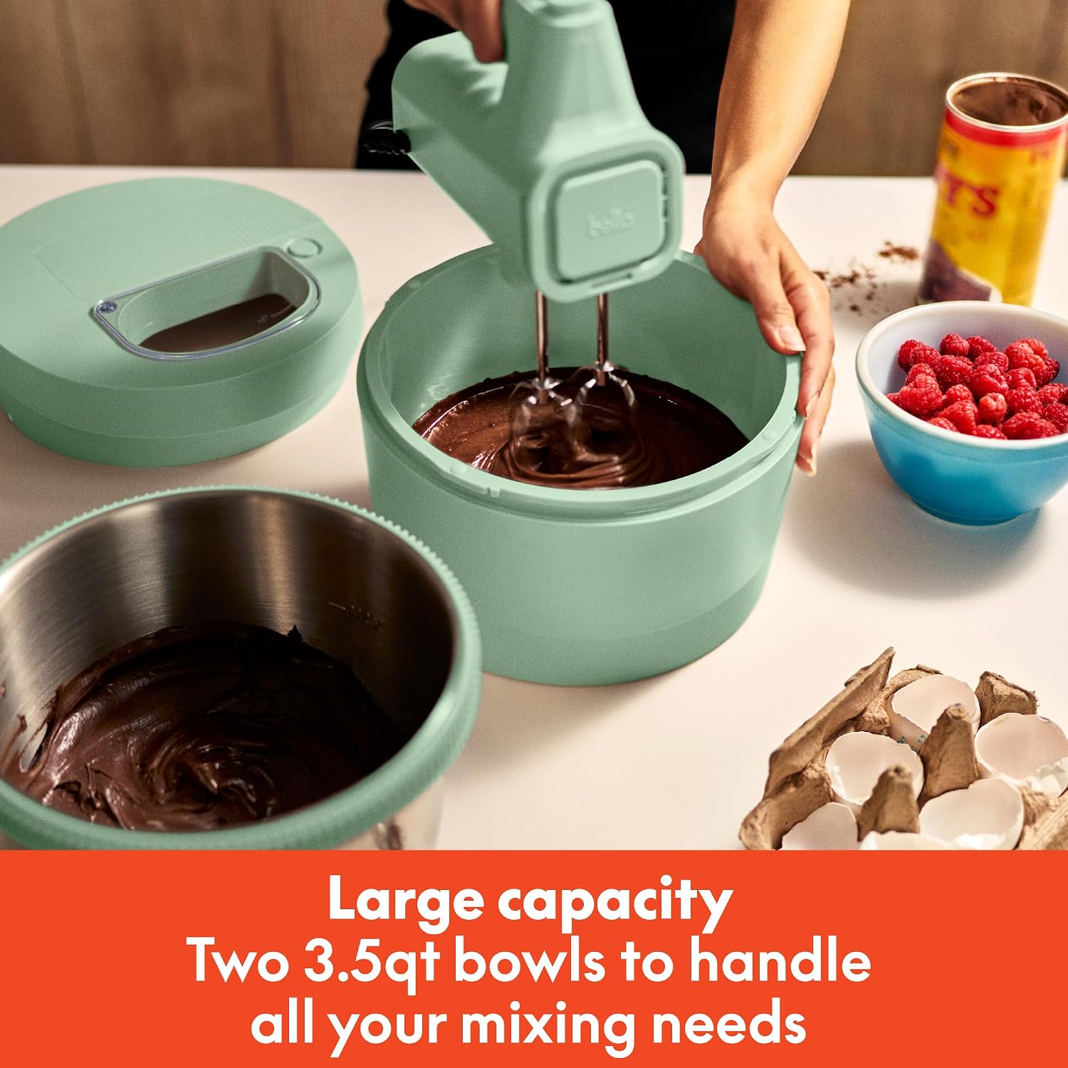 Thumbnail 4 de bella 3.5 Qt Hand & Stand Mixer with Bowl — 2-in-1 Electric Mixer, 200W, Seaglass