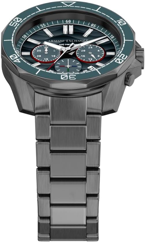 Detalle de Armani Exchange Uhr für Herren – Chronograph, 44 mm, anthrazit/blau