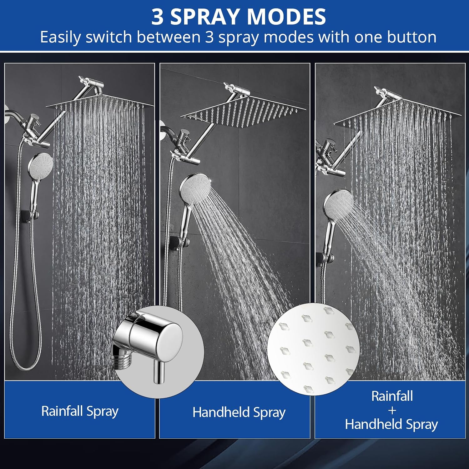 Detalle de Tudoccy SHP-HS 10-Inch Rainfall and Handheld Showerhead Combo, Chrome