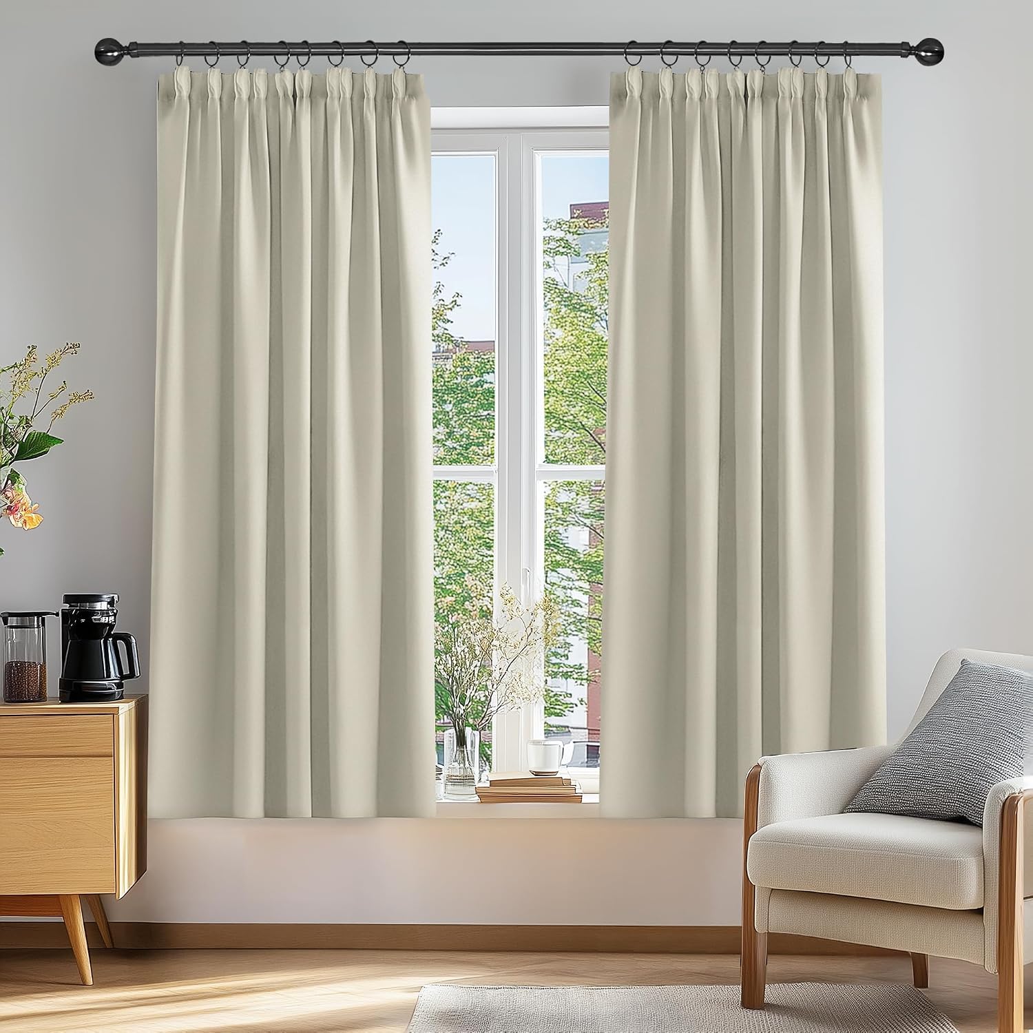 Detalle de Deconovo Super Soft Curtains 46x54 Light Beige