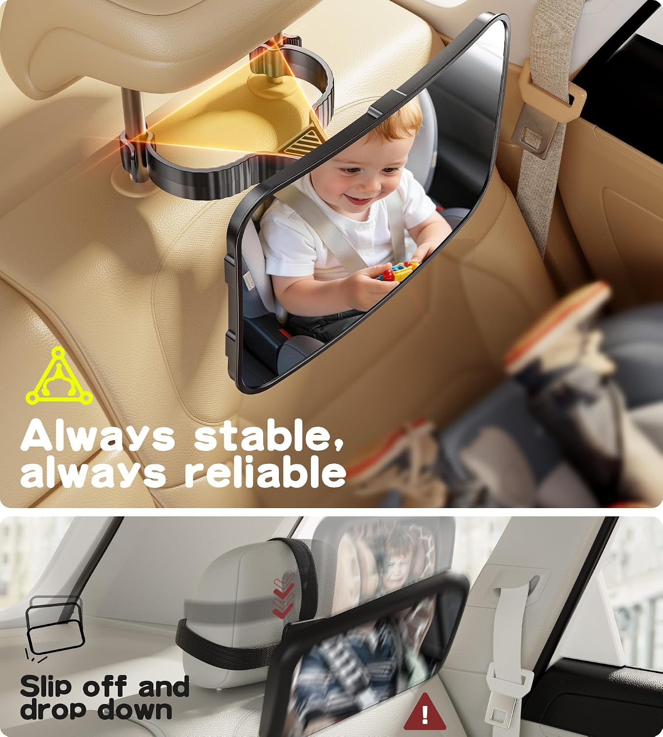 Thumbnail 2 de TAZENI BBJ-20 Baby Car Mirror for Rear-Facing Seats, 360° View, Hook Clip